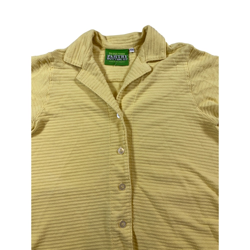 Big Bud Press Pantry Button Up Shirt Yellow Textured Short Sleeve XXS - Picture 2 of 9
